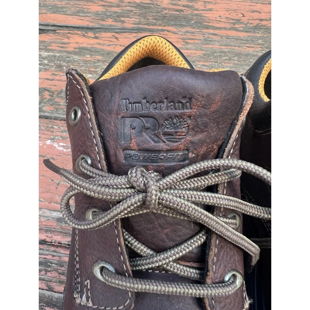 Timberland PRO TiTAN 47028 Mens 9.5M Brown Leather Alloy Toe Work Shoes EH
